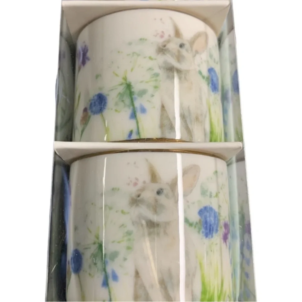 William Sonoma Floral Meadow Napkin Rings Set of 6 Easter Regency Whimsical NEW
